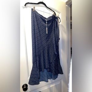Navy Ruffle High Low Tie Skirt